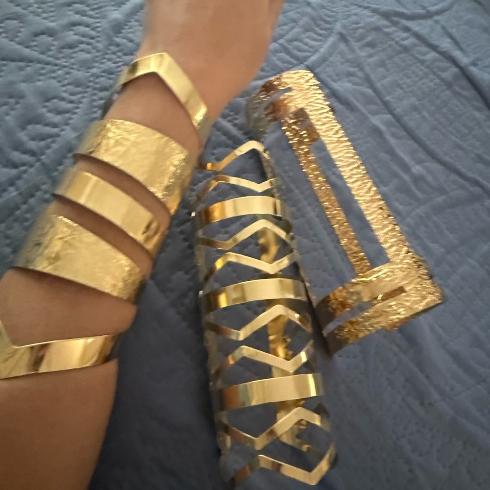 Cuff Gold Cuff Bracelet lot of 3 wide armor bracelet